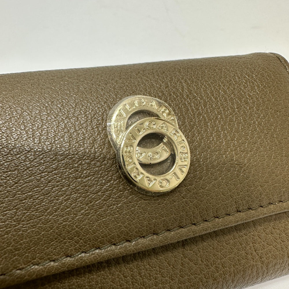 BVLGARI Key case Key holder  leather Brown key double ring 6 rows mens Used Authentic