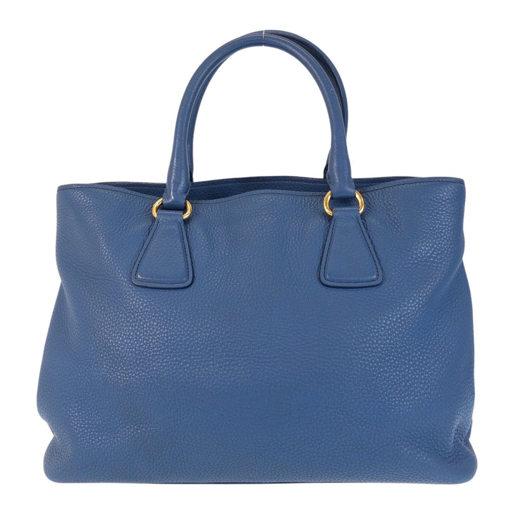 PRADA Tote Bag leather Blue GoldMetal Tote Bag Handbag Shoulder Bag 2way Vatero Dino Women Used Authentic