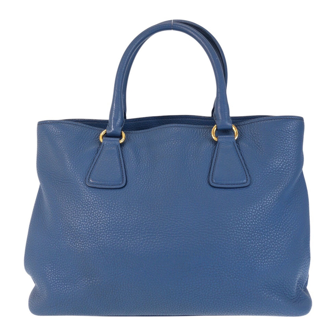 PRADA Tote Bag leather Blue GoldMetal Tote Bag Handbag Shoulder Bag 2way Vatero Dino Women Used Authentic
