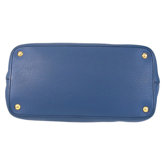 PRADA Tote Bag leather Blue GoldMetal Tote Bag Handbag Shoulder Bag 2way Vatero Dino Women Used Authentic