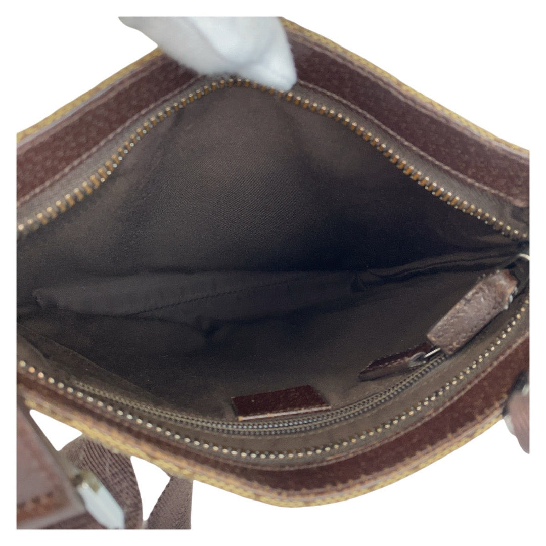 GUCCI Shoulder Bag GG canvas, leather Brown Silver Metal Shoulder Bag Messenger bag Women Used Authentic