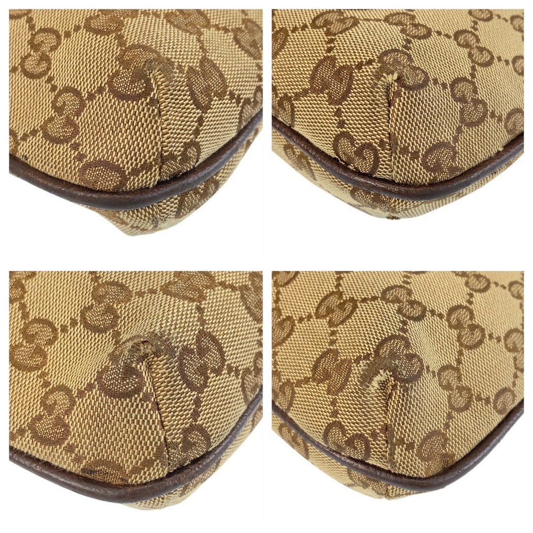 GUCCI Shoulder Bag GG canvas, leather Brown Silver Metal Shoulder Bag Messenger bag Women Used Authentic