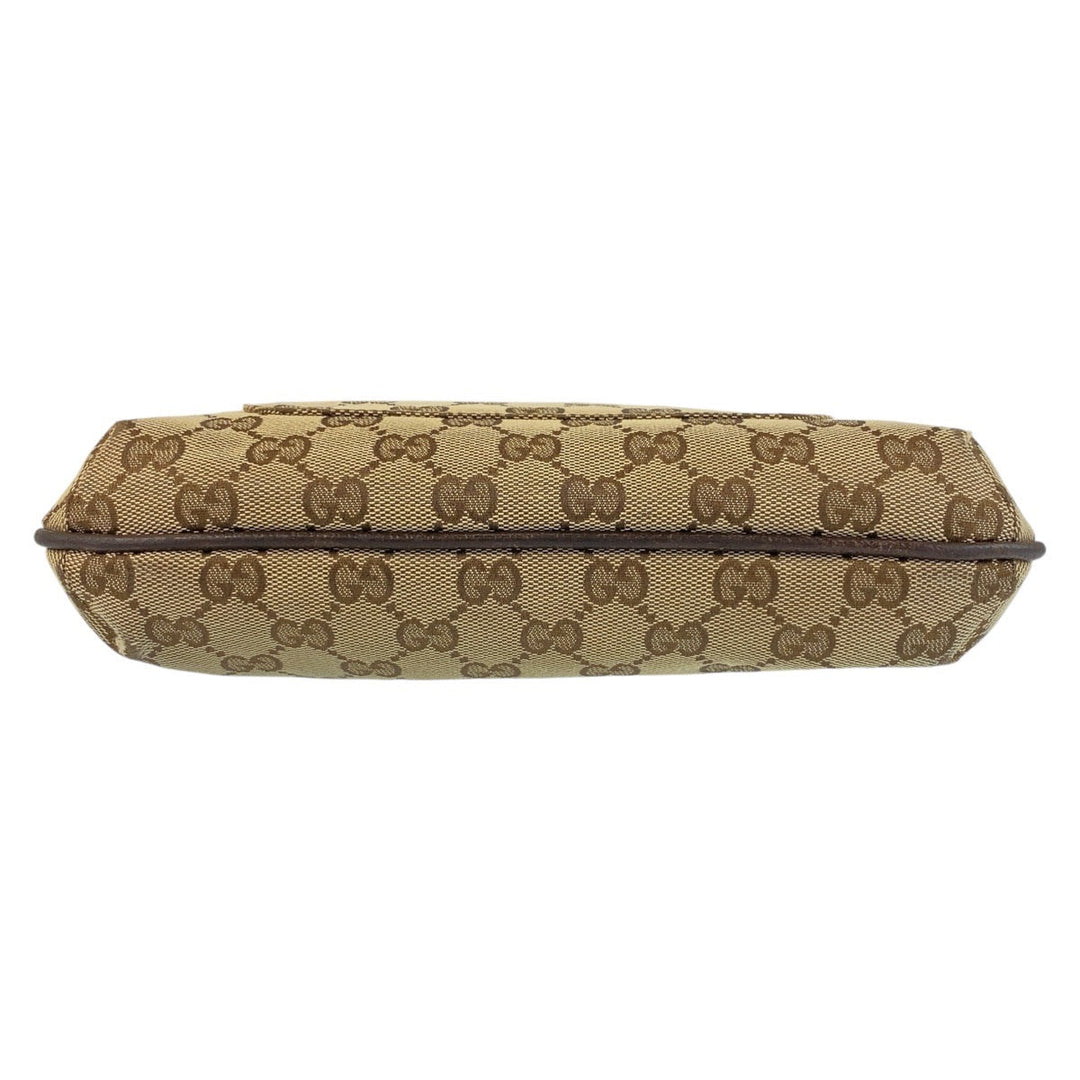 GUCCI Shoulder Bag GG canvas, leather Brown Silver Metal Shoulder Bag Messenger bag Women Used Authentic