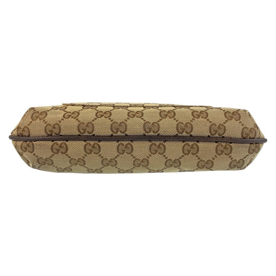GUCCI Shoulder Bag GG canvas, leather Brown Silver Metal Shoulder Bag Messenger bag Women Used Authentic