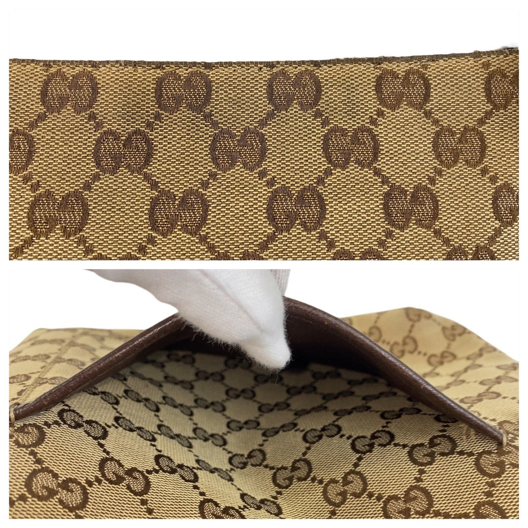 GUCCI Shoulder Bag GG canvas, leather Brown Silver Metal Shoulder Bag Messenger bag Women Used Authentic