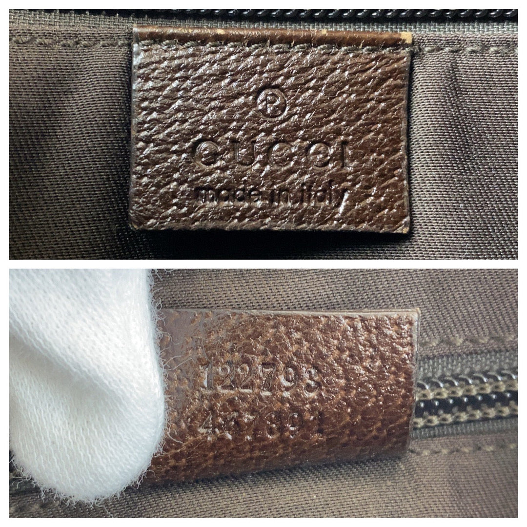 GUCCI Shoulder Bag GG canvas, leather Brown Silver Metal Shoulder Bag Messenger bag Women Used Authentic