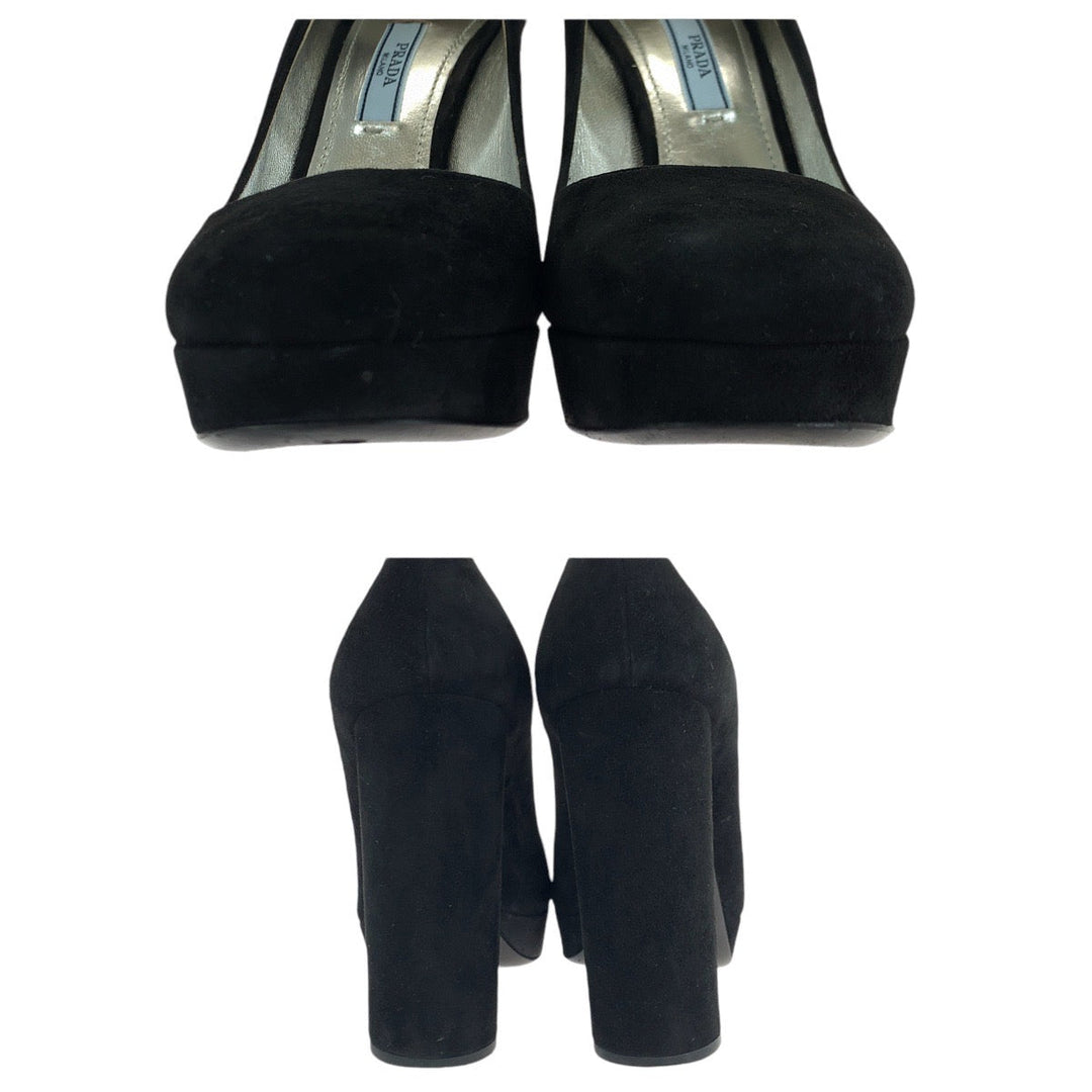 PRADA pumps Suede black Pumps high heels Women 36 1/2 Used Authentic