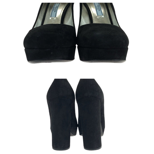PRADA pumps Suede black Pumps high heels Women 36 1/2 Used Authentic