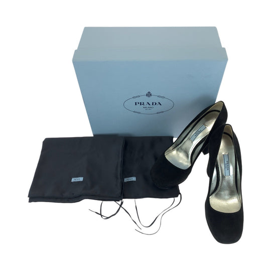 PRADA pumps Suede black Pumps high heels Women 36 1/2 Used Authentic