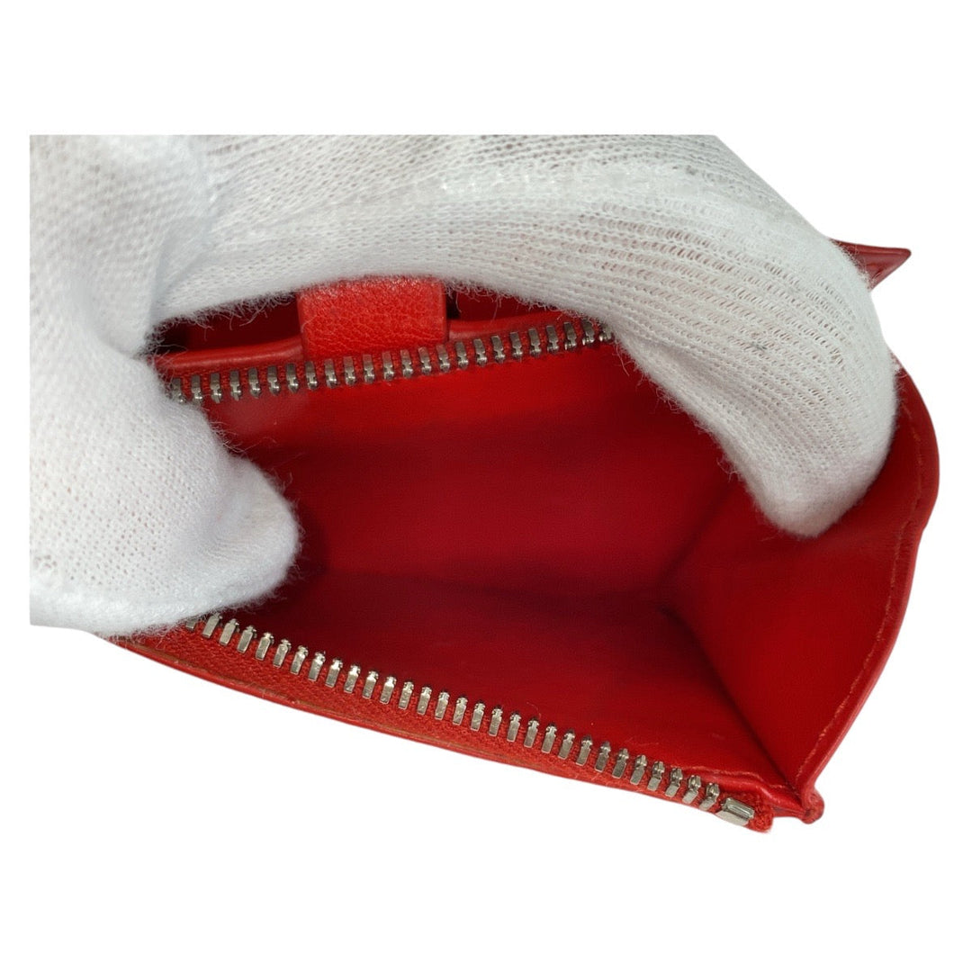 BOTTEGAVENETA Bifold Wallet leather Red Folding wallet Compact wallet MAXI INTRECCIATO Women Used Authentic
