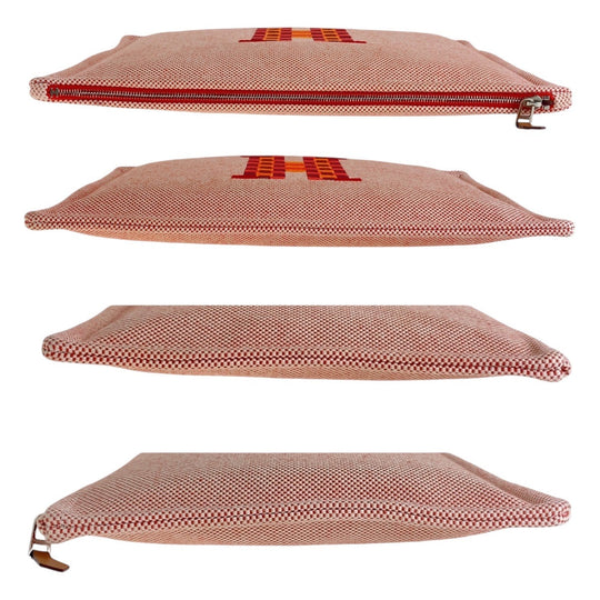 HERMES Clutch bag Tower ash Vermilion Pink SilverMetal Clutch bag pouch H tissage Women Used Authentic
