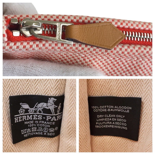 HERMES Clutch bag Tower ash Vermilion Pink SilverMetal Clutch bag pouch H tissage Women Used Authentic