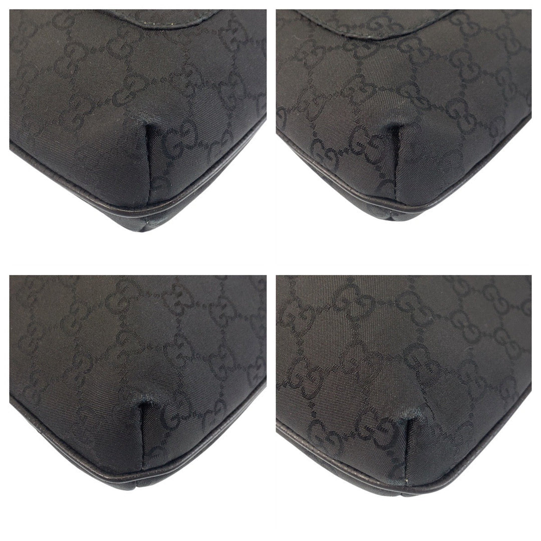 GUCCI Shoulder Bag 293572 GG canvas, leather Black black Crossbody Shoulder Bag Messenger Bag Women Used Authentic