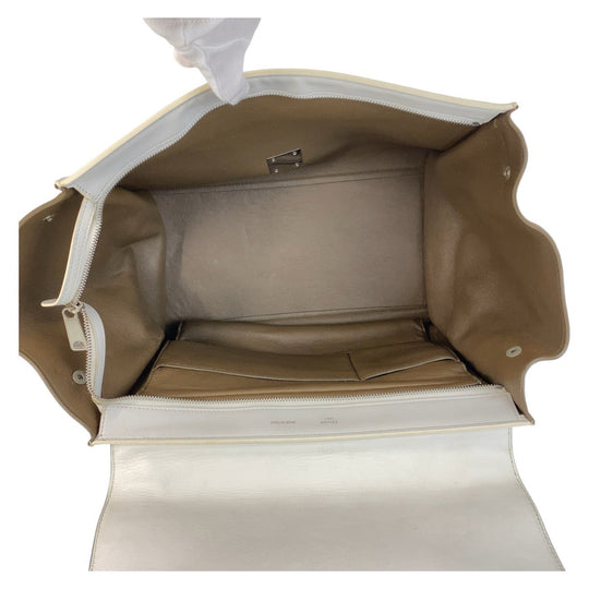 CELINE Handbag Leather, Suede Black White Khaki Handbag Shoulder Bag Trapeze Women Used Authentic