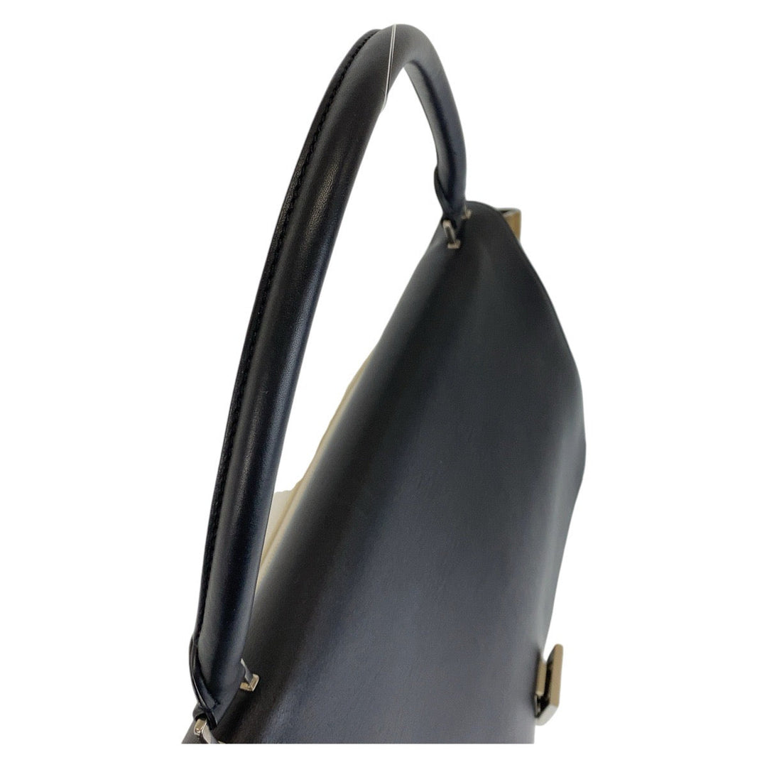 CELINE Handbag Leather, Suede Black White Khaki Handbag Shoulder Bag Trapeze Women Used Authentic
