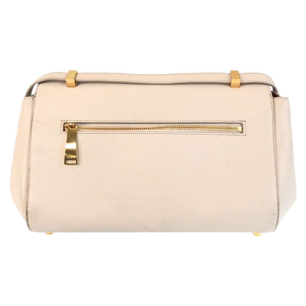 BOTTEGAVENETA Shoulder Bag leather Ivory Gold Metal Shoulder Bag The Angle Paramelato Women Used Authentic