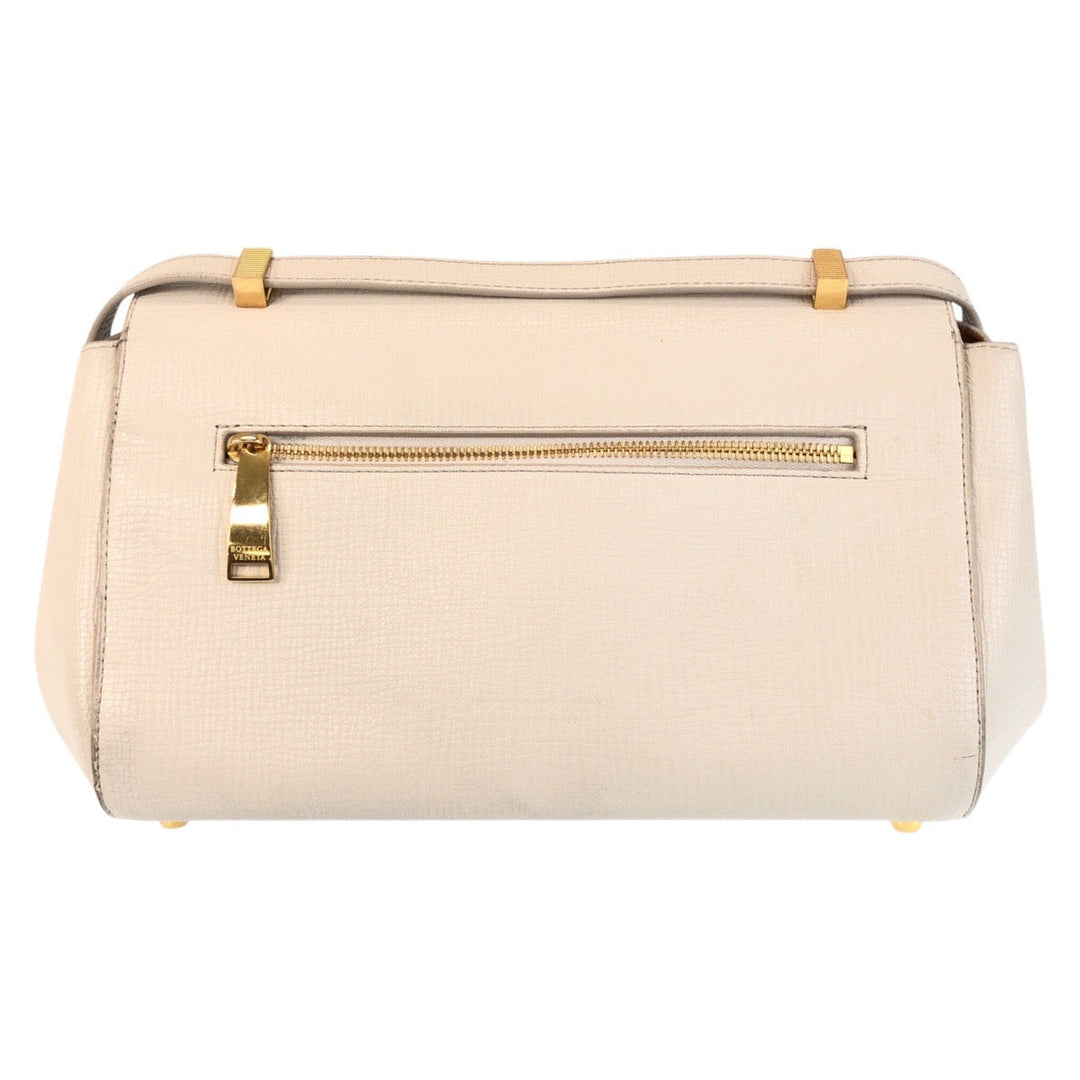 BOTTEGAVENETA Shoulder Bag leather Ivory Gold Metal Shoulder Bag The Angle Paramelato Women Used Authentic