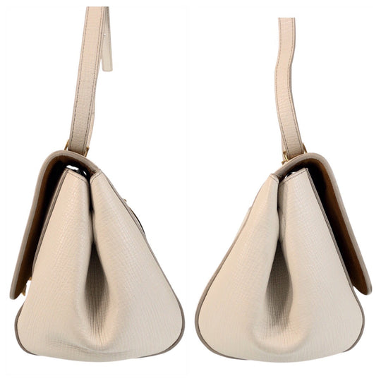 BOTTEGAVENETA Shoulder Bag leather Ivory Gold Metal Shoulder Bag The Angle Paramelato Women Used Authentic