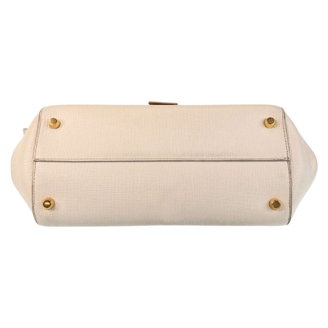 BOTTEGAVENETA Shoulder Bag leather Ivory Gold Metal Shoulder Bag The Angle Paramelato Women Used Authentic