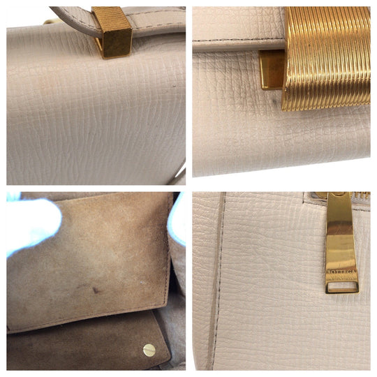 BOTTEGAVENETA Shoulder Bag leather Ivory Gold Metal Shoulder Bag The Angle Paramelato Women Used Authentic