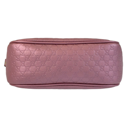 GUCCI Shoulder Bag 309538 leather Metallic Pink GoldMetal Crossbody Shoulder Bag Pochette Micro Guccisima Women Used Authentic