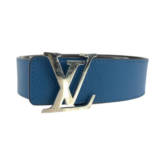 LOUIS VUITTON belt M9153 leather Blue brown belt reversible Sao Tulle Initial mens 40 Used Authentic