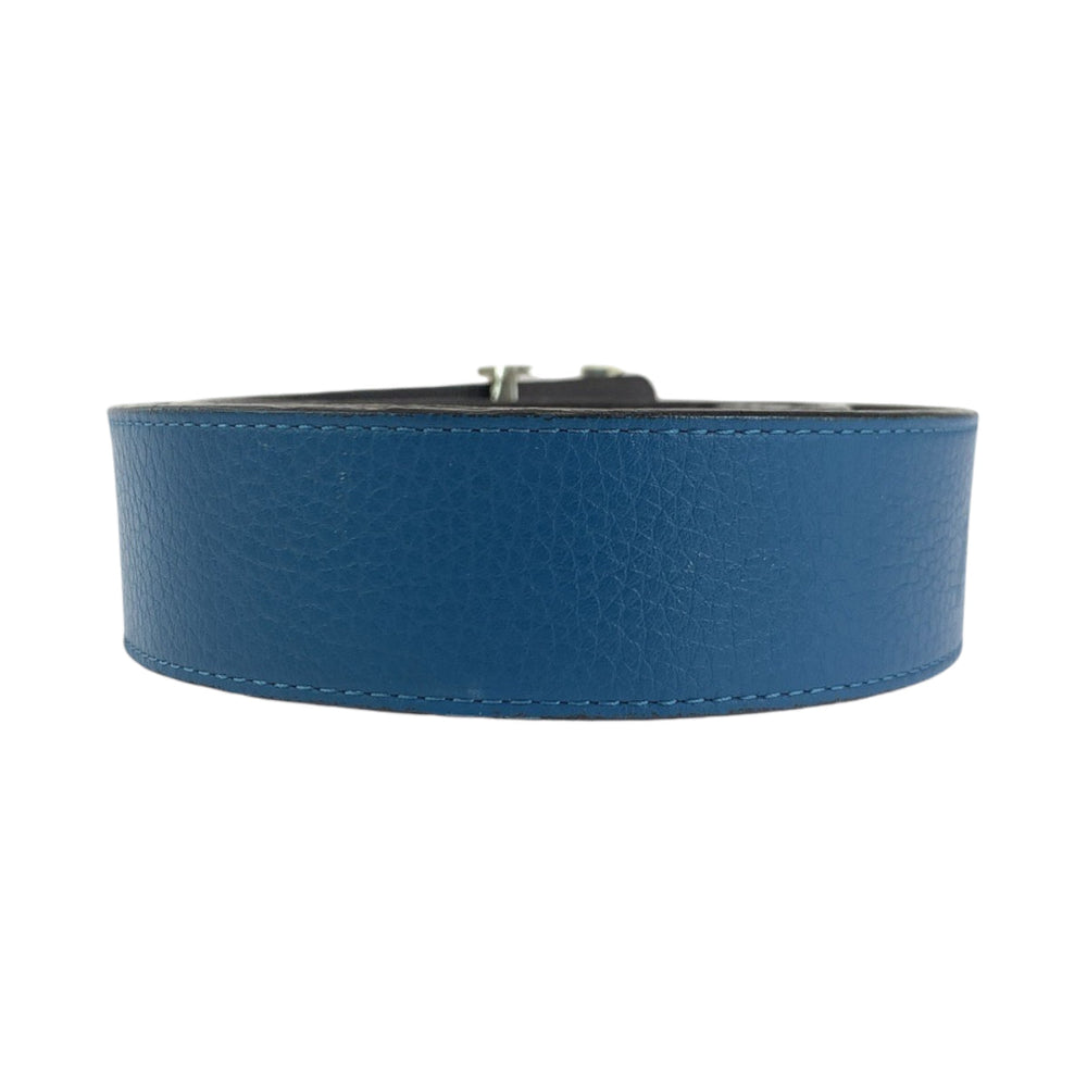 LOUIS VUITTON belt M9153 leather Blue brown belt reversible Sao Tulle Initial mens 40 Used Authentic