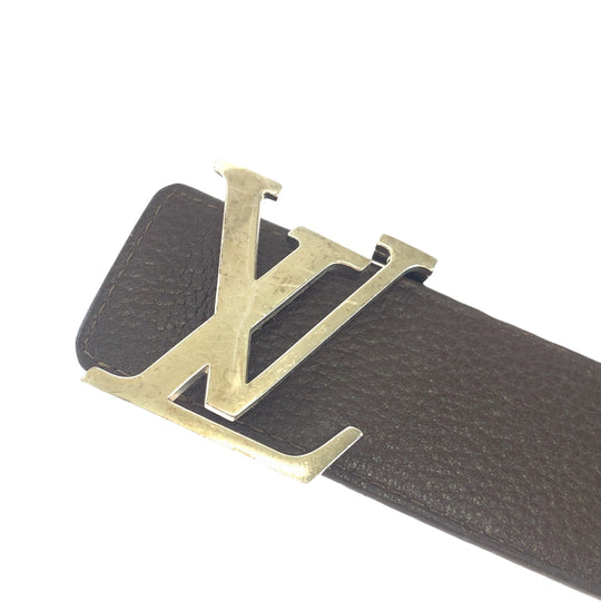 LOUIS VUITTON belt M9153 leather Blue brown belt reversible Sao Tulle Initial mens 40 Used Authentic