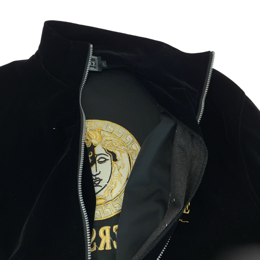 VERSACE setup Velor Black gold Setup jersey Medusa logo mens L Used Authentic