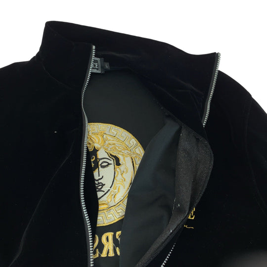 VERSACE setup Velor Black gold Setup jersey Medusa logo mens L Used Authentic