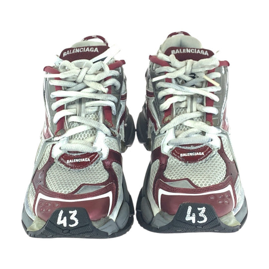 BALENCIAGA sneakers 677403 Cotton, Rubber Gray red Sneakers Low-cut sneakers runner mens 10 Used Authentic