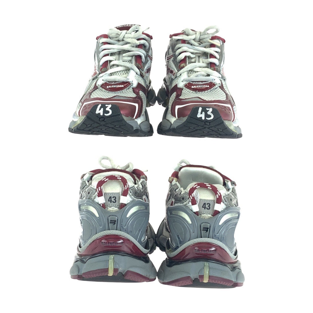 BALENCIAGA sneakers 677403 Cotton, Rubber Gray red Sneakers Low-cut sneakers runner mens 10 Used Authentic