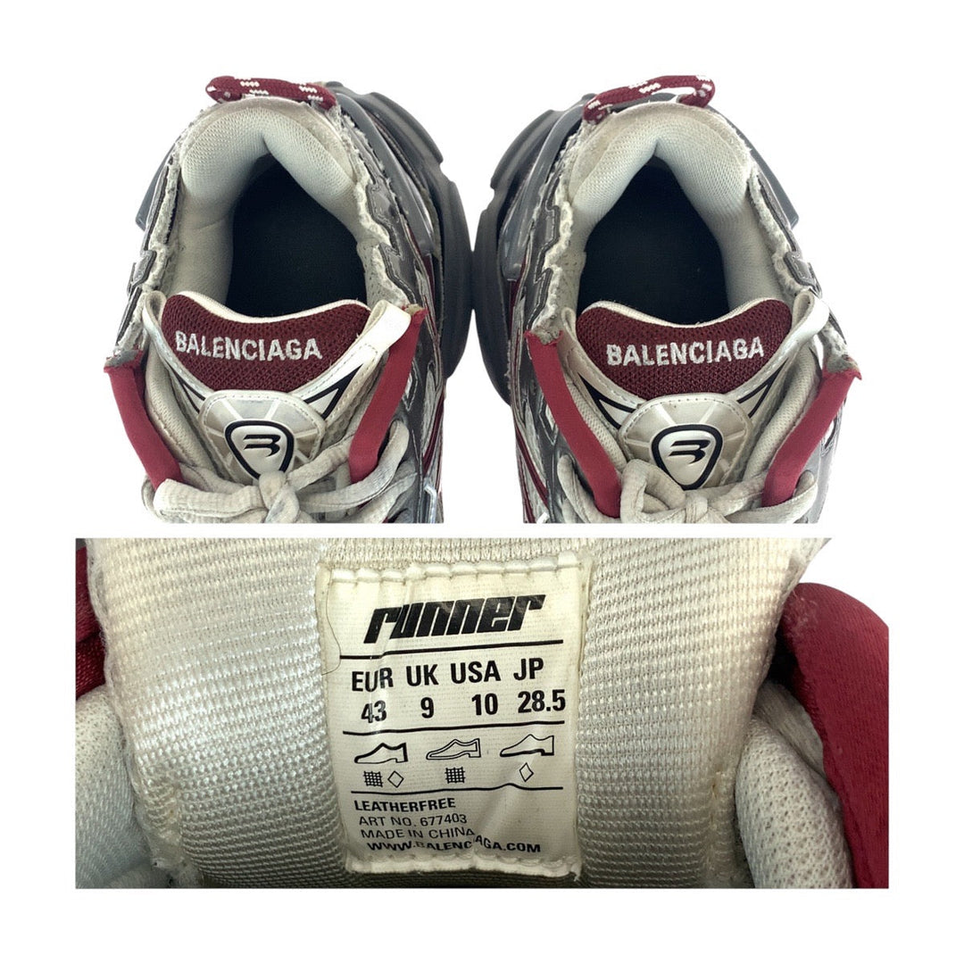 BALENCIAGA sneakers 677403 Cotton, Rubber Gray red Sneakers Low-cut sneakers runner mens 10 Used Authentic