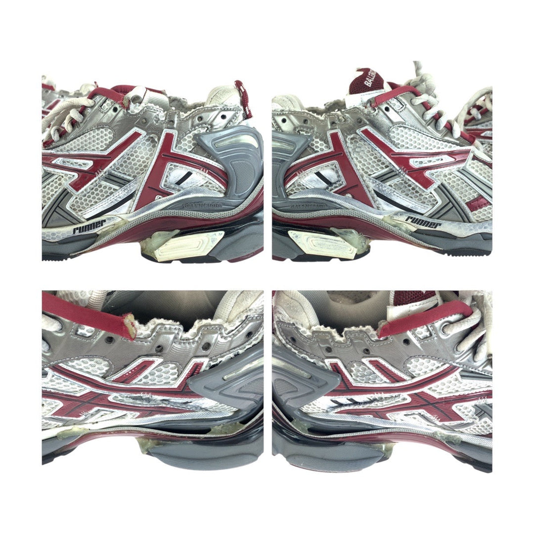 BALENCIAGA sneakers 677403 Cotton, Rubber Gray red Sneakers Low-cut sneakers runner mens 10 Used Authentic