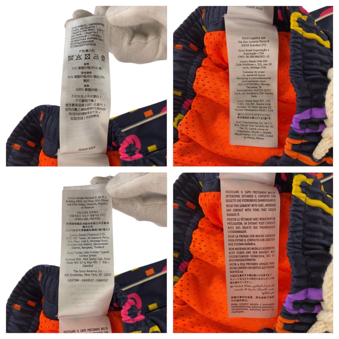 GUCCI Shorts 701630 Polyester, Cotton Navy orange Shorts Half pants GG pattern mens S Used Authentic