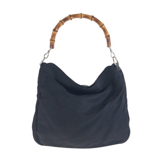 GUCCI Shoulder Bag 001 2058 1577 Nylon, Bamboo Black SilverMetal Shoulder Bag Bamboo Women Used Authentic