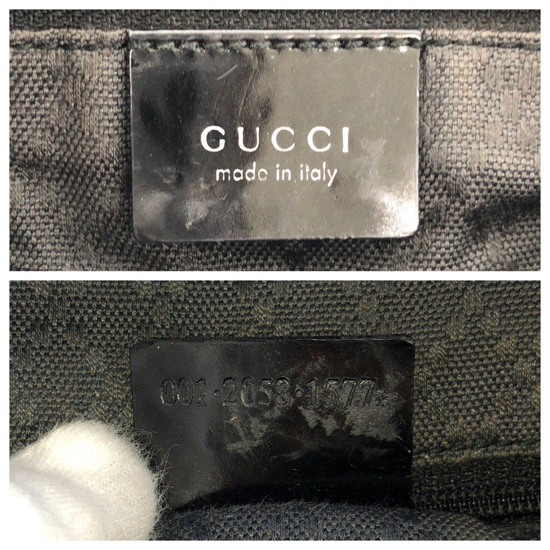 GUCCI Shoulder Bag 001 2058 1577 Nylon, Bamboo Black SilverMetal Shoulder Bag Bamboo Women Used Authentic