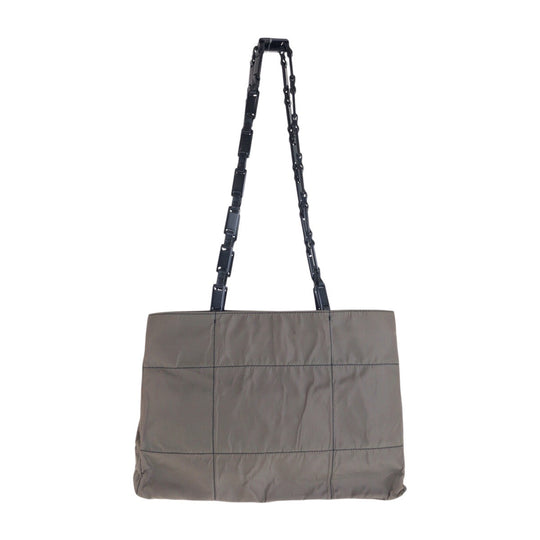 PRADA Shoulder Bag Nylon, Plastic khaki Shoulder Bag Tote Bag Test Triangle With logo Women Used Authentic