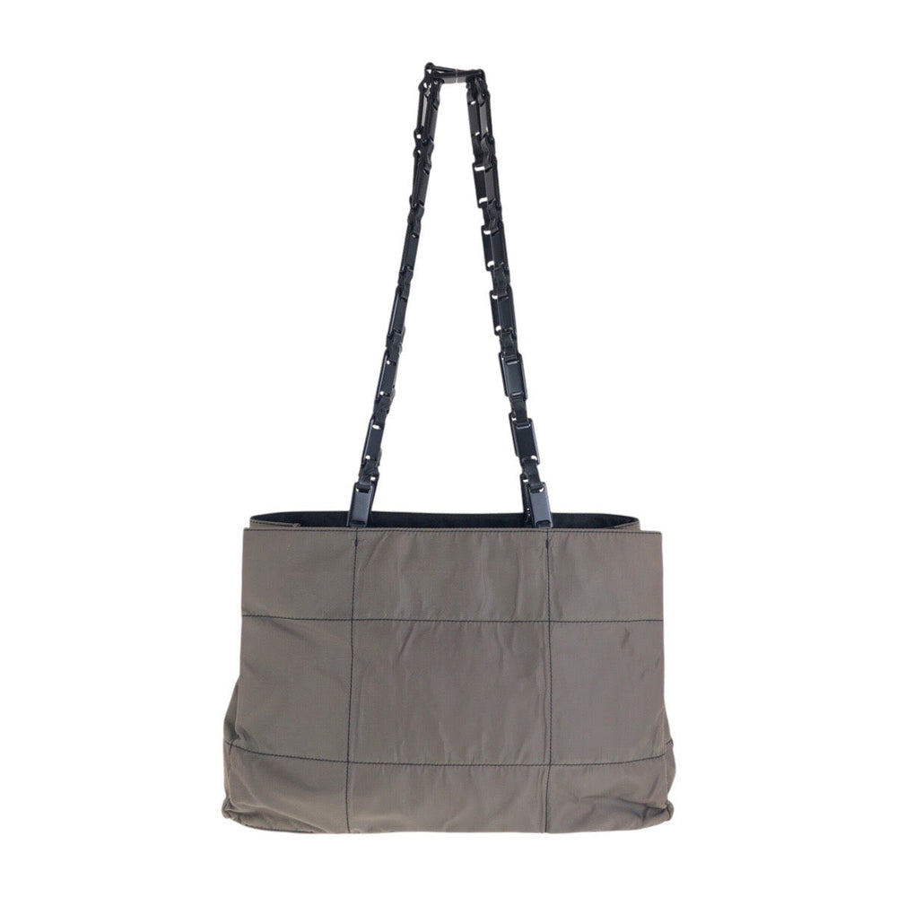 PRADA Shoulder Bag Nylon, Plastic khaki Shoulder Bag Tote Bag Test Triangle With logo Women Used Authentic