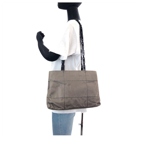 PRADA Shoulder Bag Nylon, Plastic khaki Shoulder Bag Tote Bag Test Triangle With logo Women Used Authentic