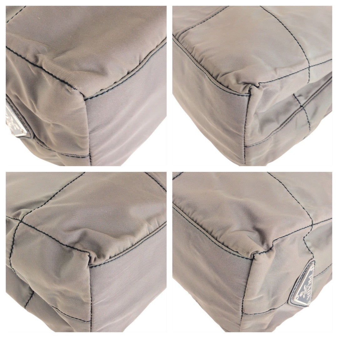 PRADA Shoulder Bag Nylon, Plastic khaki Shoulder Bag Tote Bag Test Triangle With logo Women Used Authentic