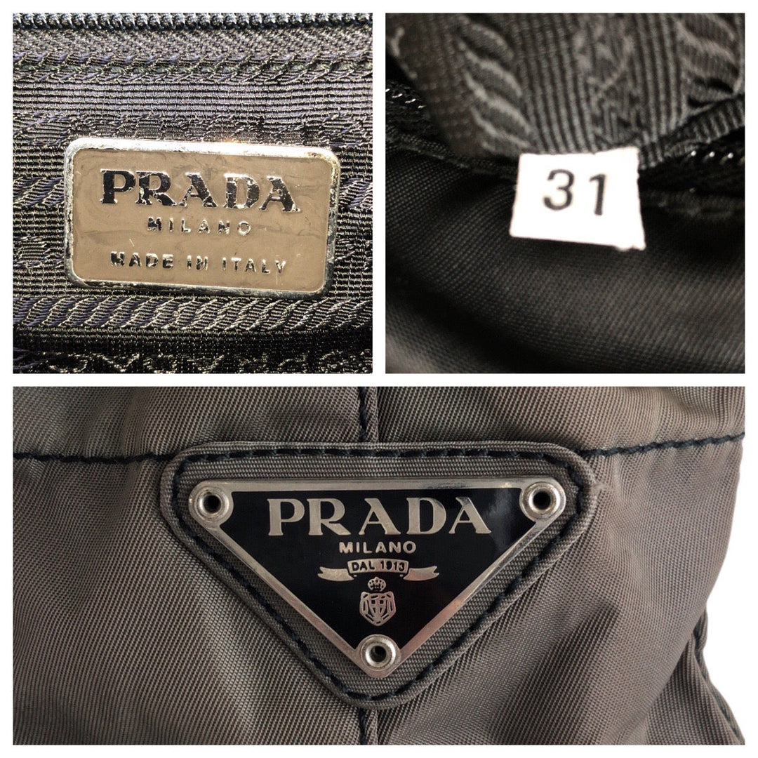 PRADA Shoulder Bag Nylon, Plastic khaki Shoulder Bag Tote Bag Test Triangle With logo Women Used Authentic
