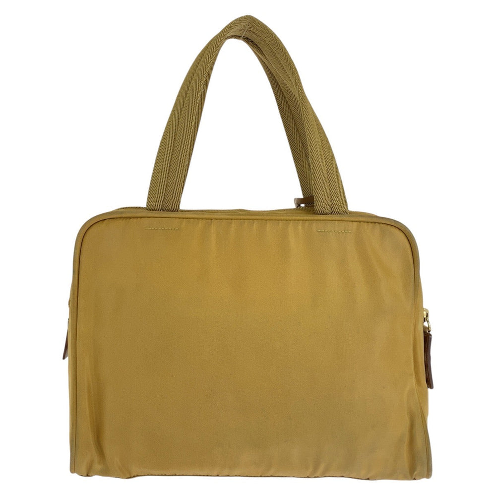 PRADA Handbag Nylon Yellow Gold Metal Handbag Test Triangle With logo Women Used Authentic
