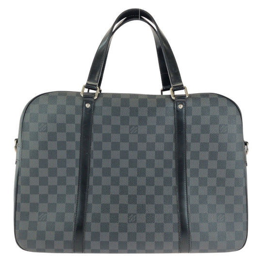 LOUIS VUITTON Business bag N48118 PVC Black SilverMetal Business bag briefcase Damier Graphite Yone mens Used Authentic
