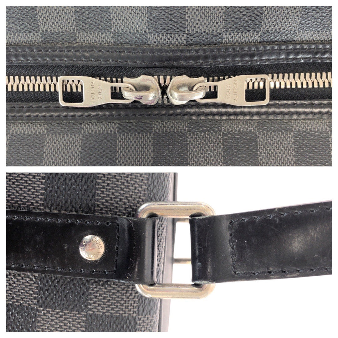 LOUIS VUITTON Business bag N48118 PVC Black SilverMetal Business bag briefcase Damier Graphite Yone mens Used Authentic