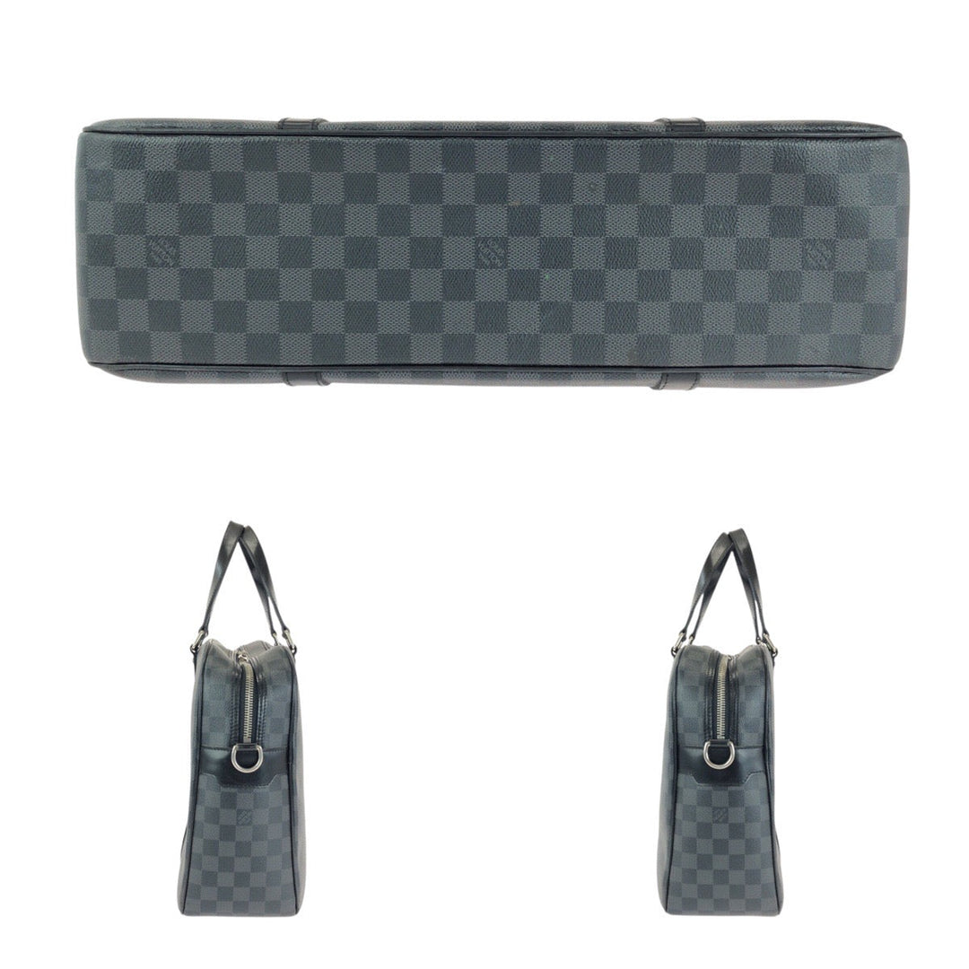 LOUIS VUITTON Business bag N48118 PVC Black SilverMetal Business bag briefcase Damier Graphite Yone mens Used Authentic