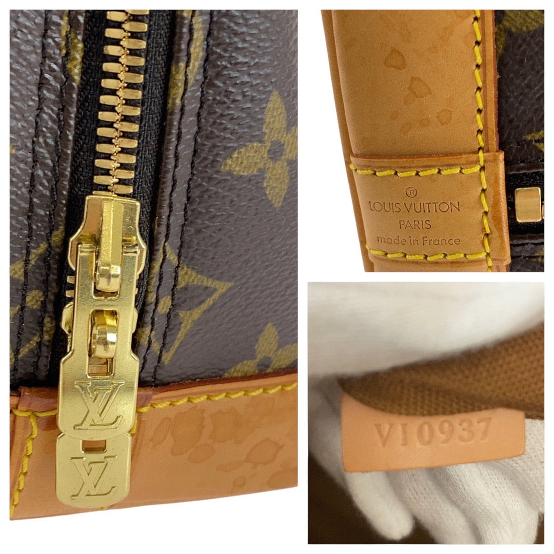 LOUIS VUITTON Handbag M51130 PVC, Leather Brown Gold Metal Handbag Monogram Alma PM Women Used Authentic