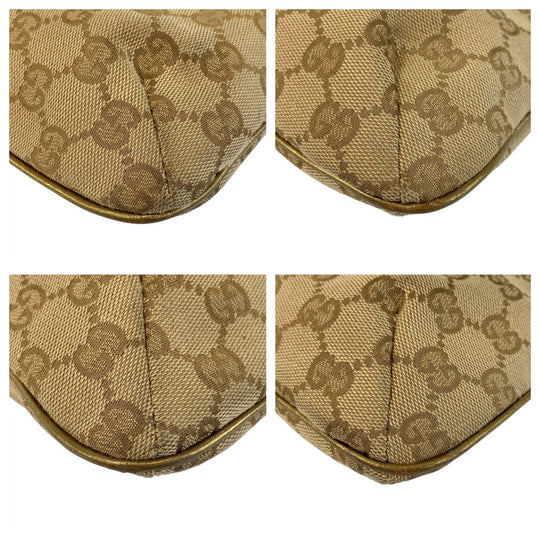 GUCCI Shoulder Bag GG canvas Beige Pink Gold Metal Crossbody Shoulder Bag Messenger Bag Sherry line Women Used Authentic