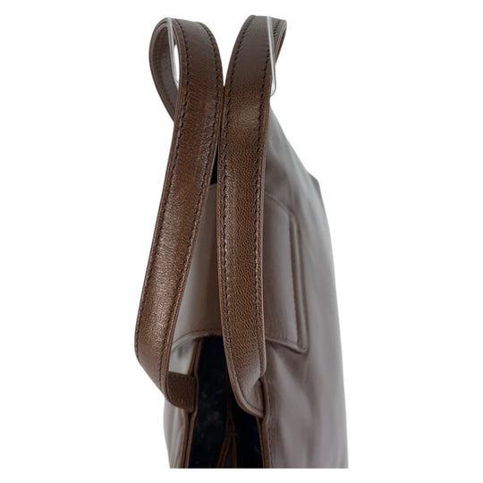 BVLGARI Shoulder Bag leather Brown Gold Metal Shoulder Bag Handbag 2way Women Used Authentic