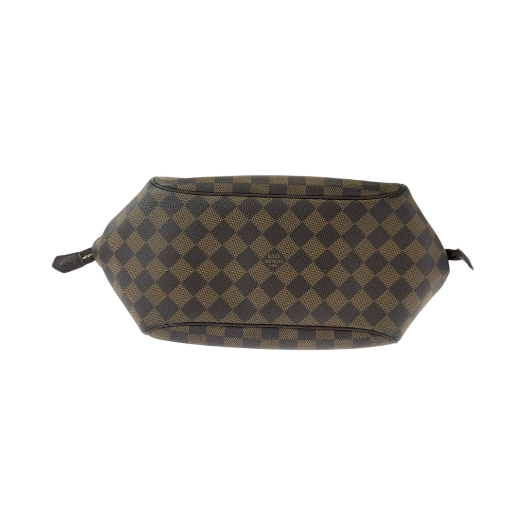 LOUIS VUITTON Handbag N51174 PVC Brown Gold Metal Handbag Shoulder Bag Damier Ebene Belem MM Women Used Authentic